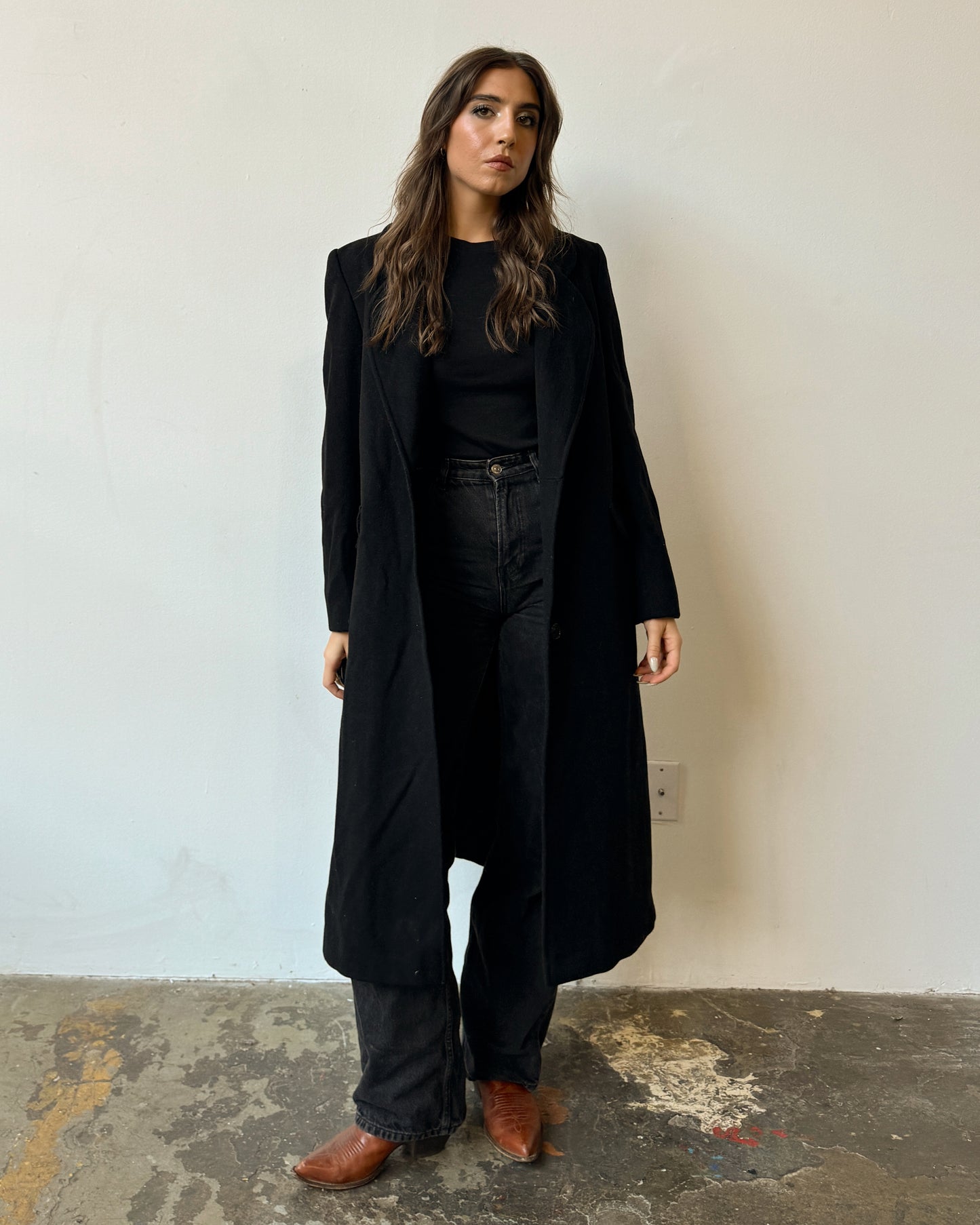 Black Wool Overcoat - S/M