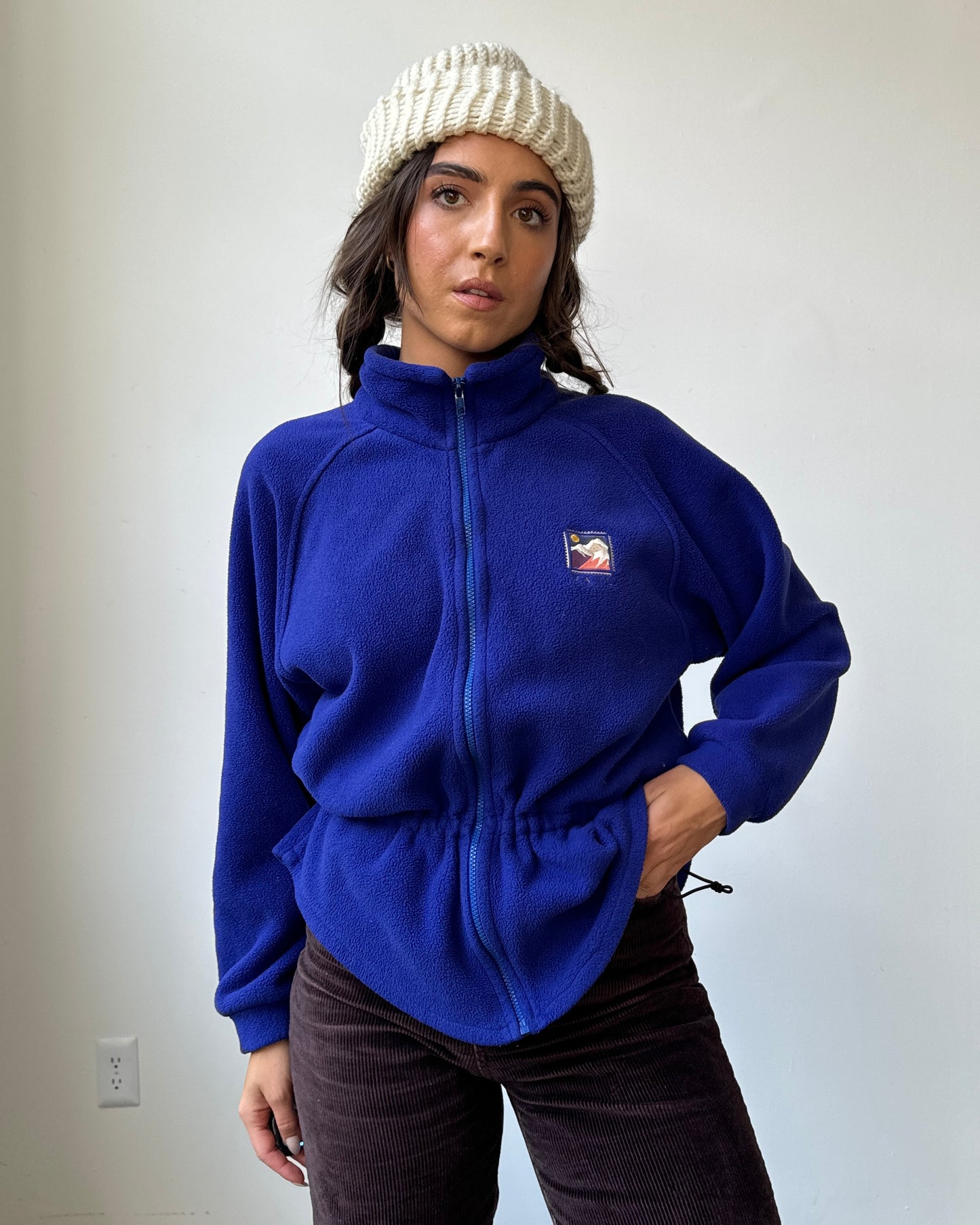 80's Deepest Blue "Vail" Cinch Waist Fleece Jacket- S/M/L