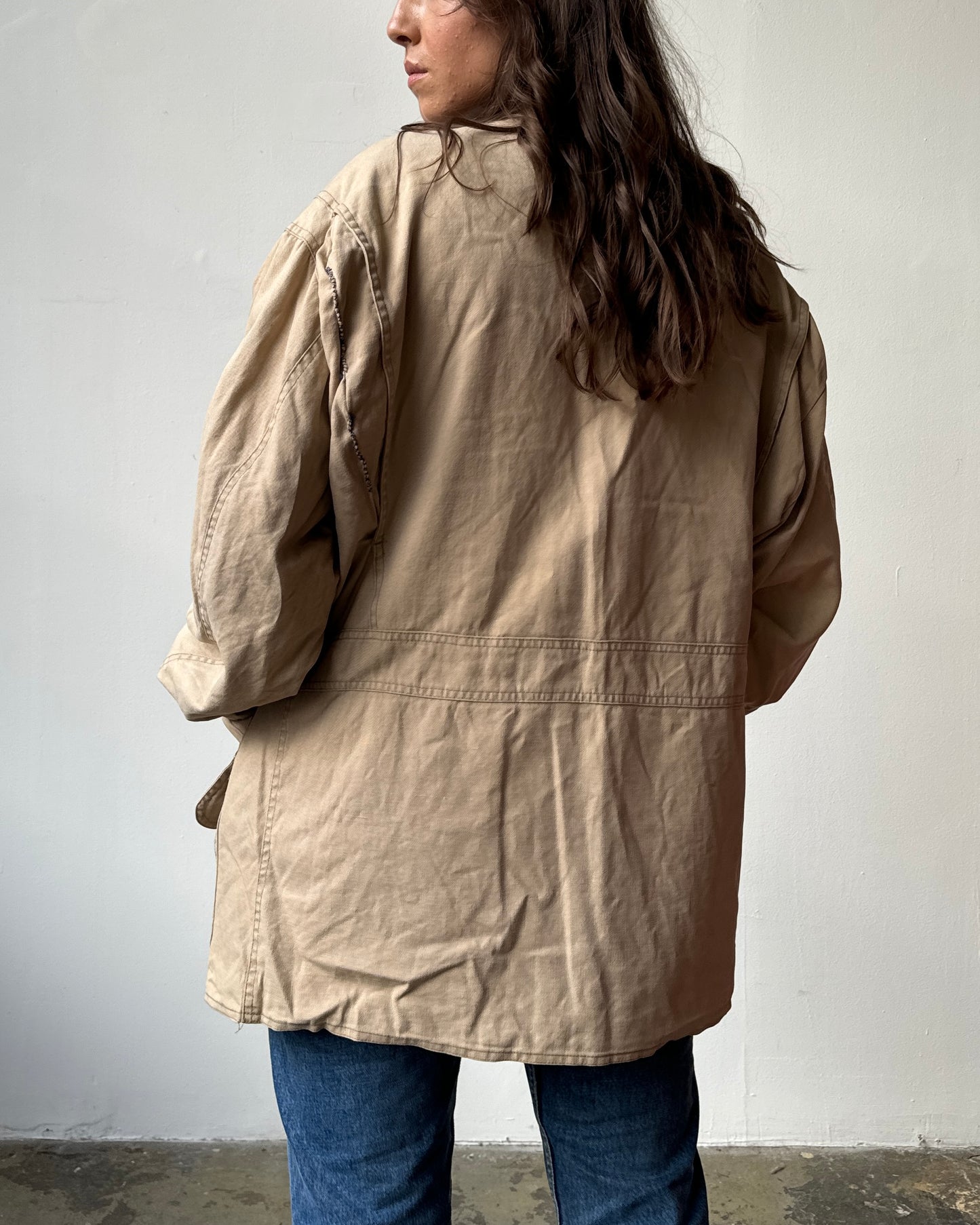 Distressed Corduroy Collar Chore Jacket - L