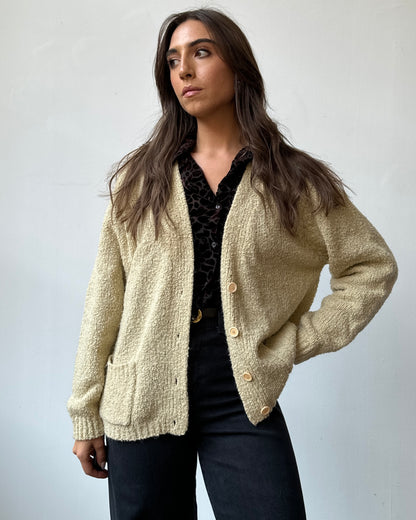 90's Neutral Textured Cardigan- M/L