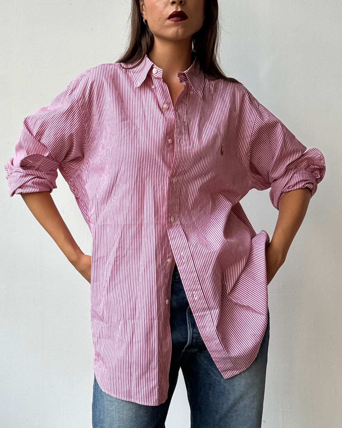 Ralph Lauren Red & White Striped Button Down