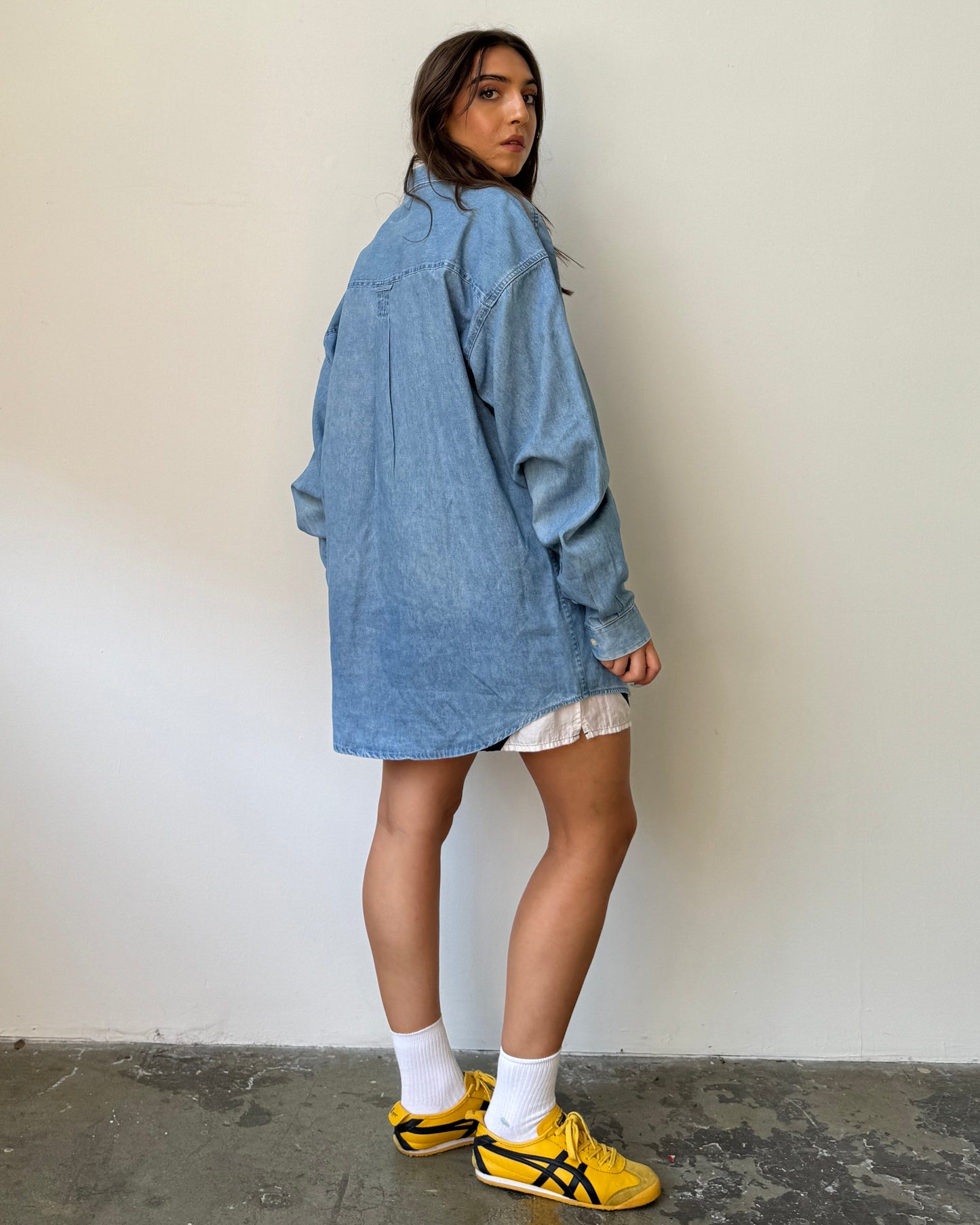 90's 100% Cotton Denim Oversized Button Down - L