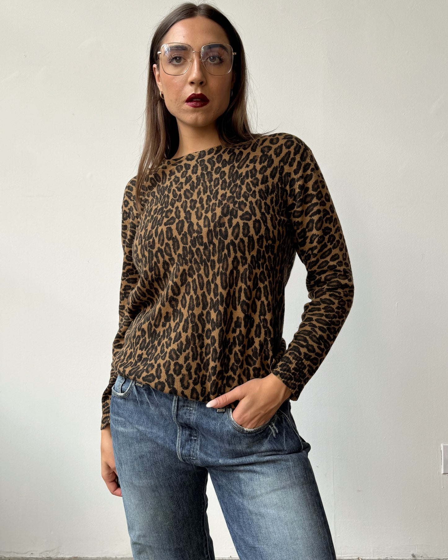 Angora Blend Animal Print Sweater- S