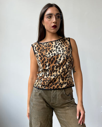 Leopard Print Sleeveless Top - M