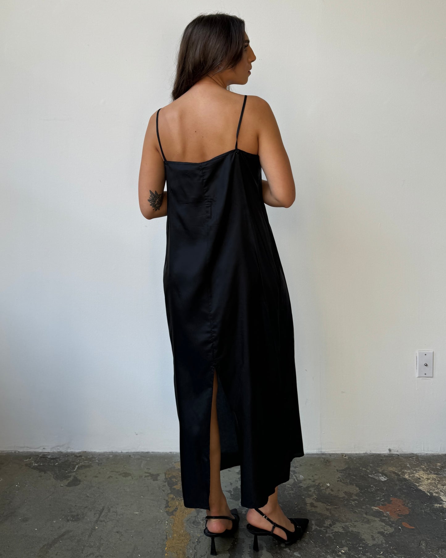 Black Maxi Slip Dress- L