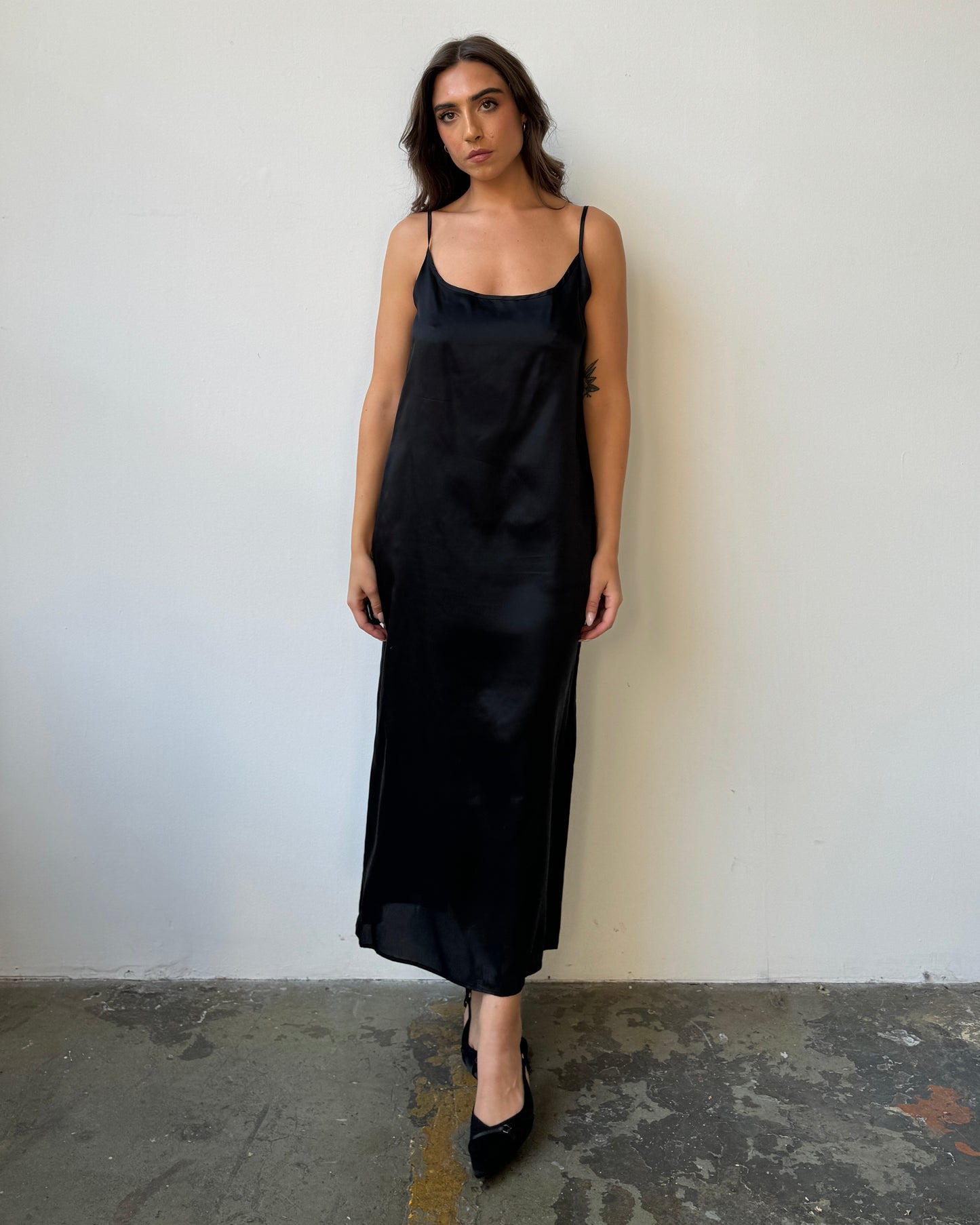 Black Maxi Slip Dress- L