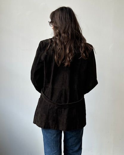 Chocolate Suede Belted Jacket- S/M/L