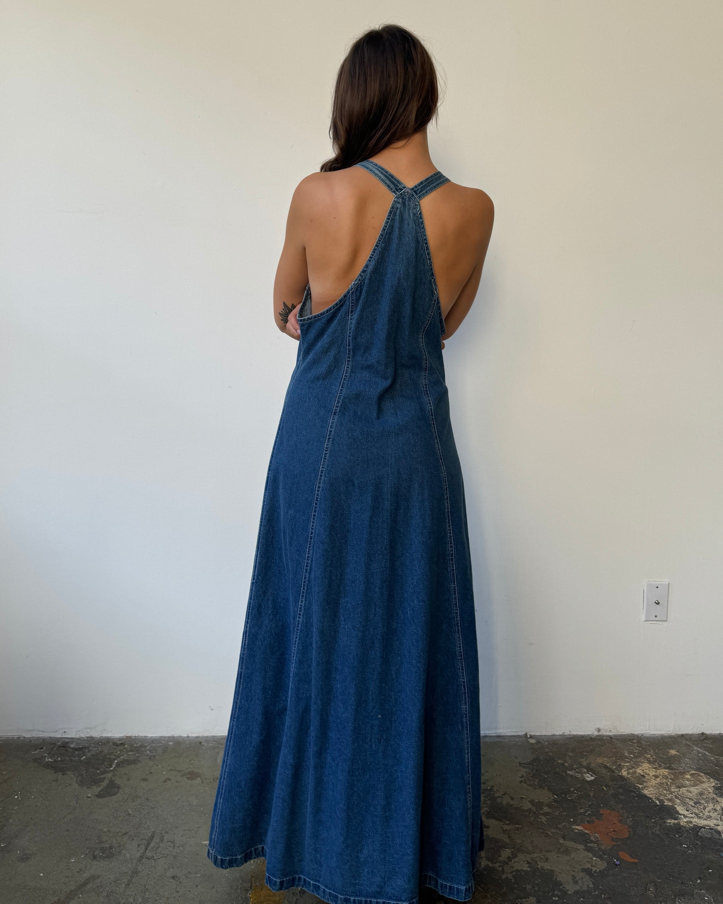 Denim Button Front Maxi Dress- L