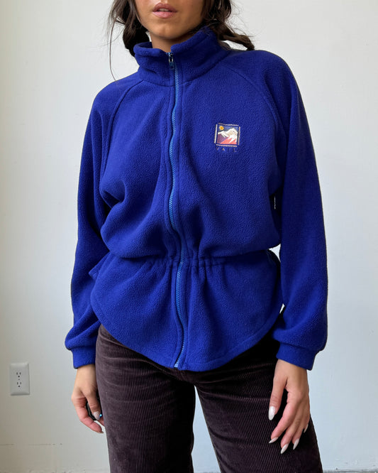 80's Deepest Blue "Vail" Cinch Waist Fleece Jacket- S/M/L