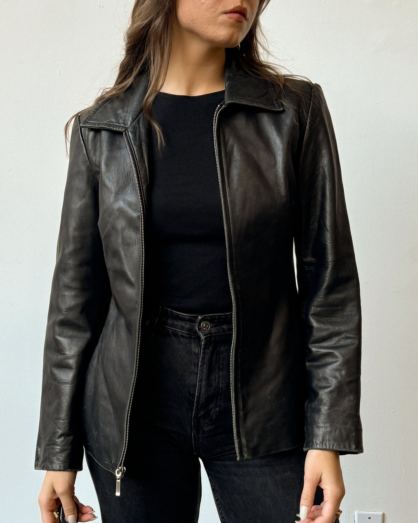 Zip Front Buttery Leather Jacket- XS/S