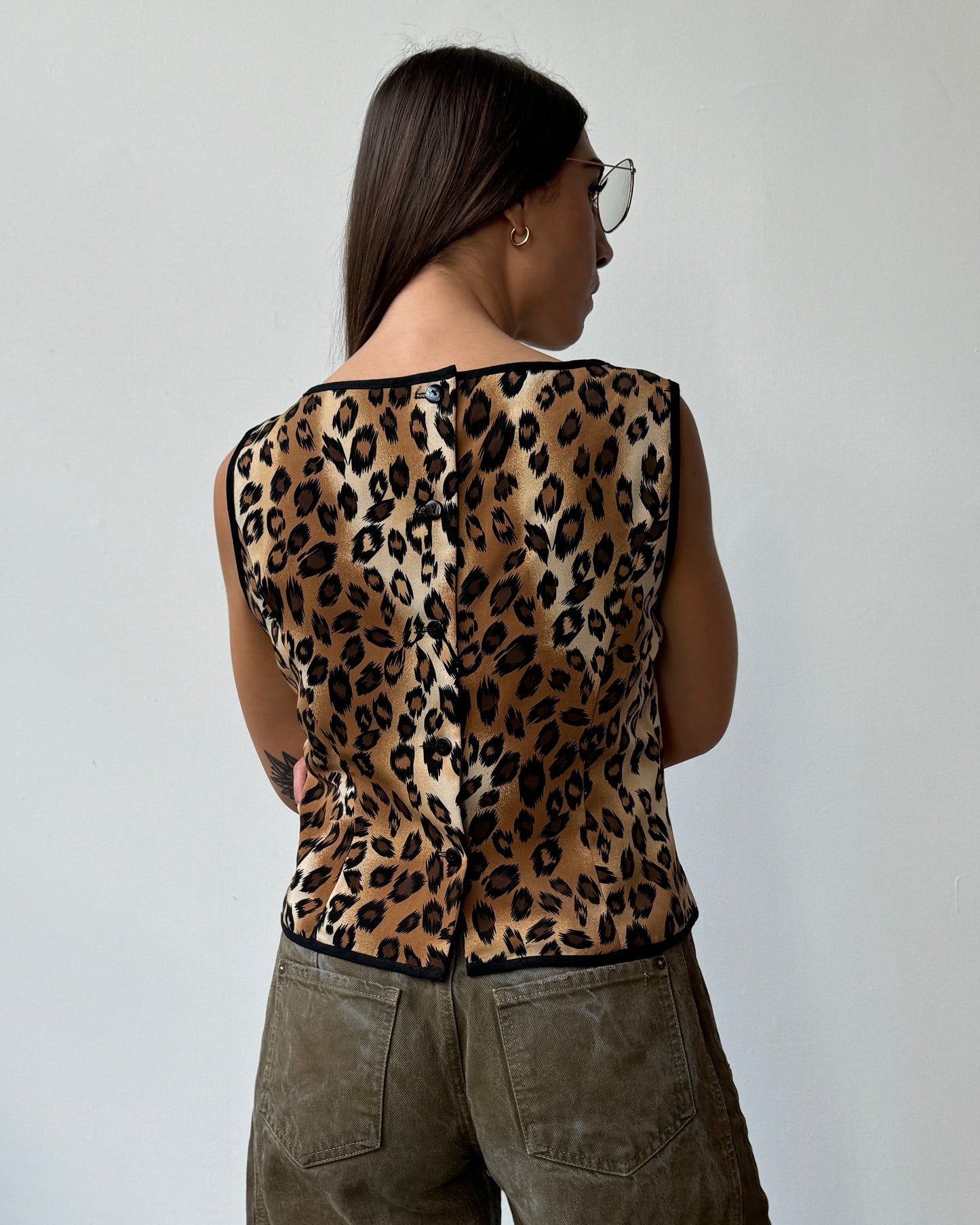 Leopard Print Sleeveless Top - M