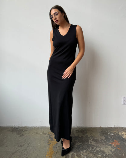 Black Slinky Knit Maxi Dress - M