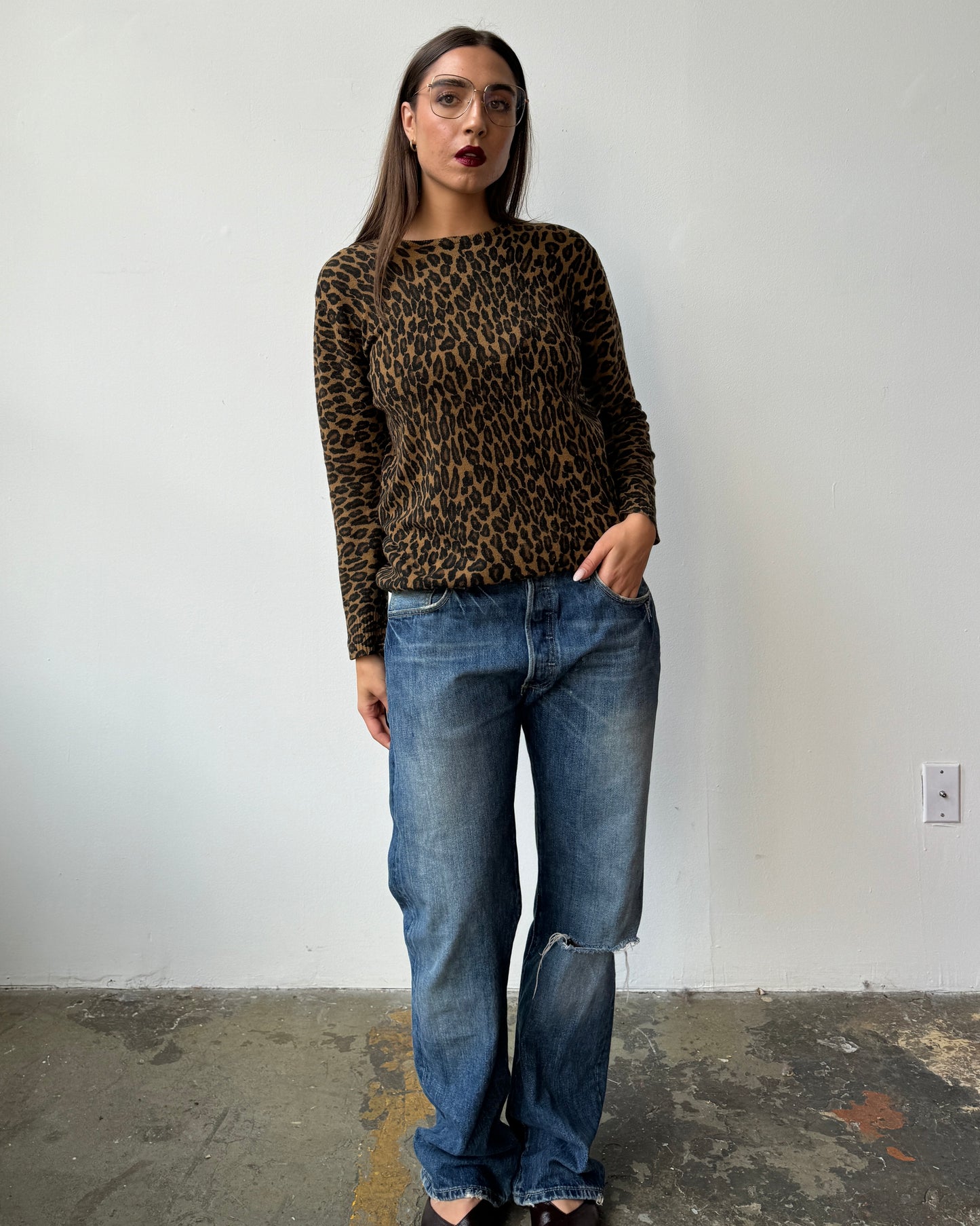 Angora Blend Animal Print Sweater- S