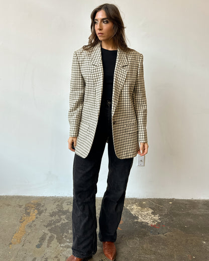 Oversized Houndstooth Blazer Jacket - S/M/L/XL