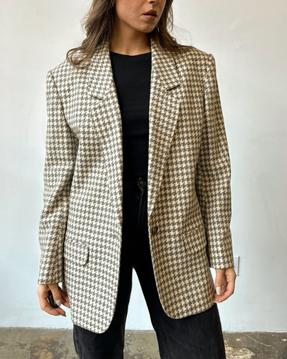 Oversized Houndstooth Blazer Jacket - S/M/L/XL