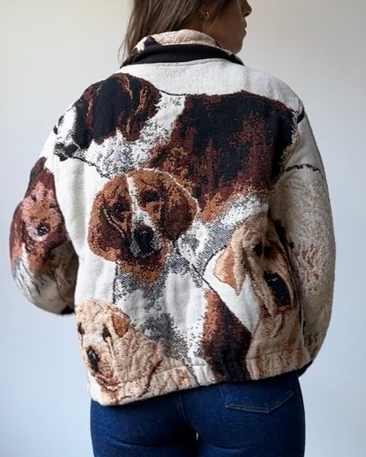 Best in Show Dog Motif Jaquard Blanket Jacket- M