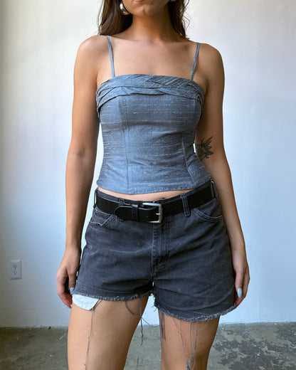 90’s Silk Light Blue Bustier Top - S