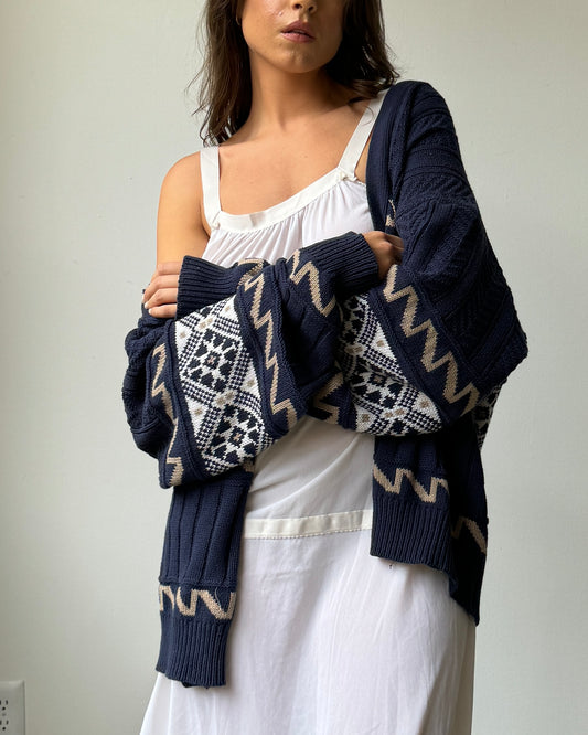 90's 100% Cotton Oversized Cardigan- XL