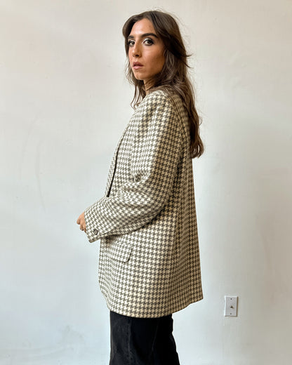 Oversized Houndstooth Blazer Jacket - S/M/L/XL