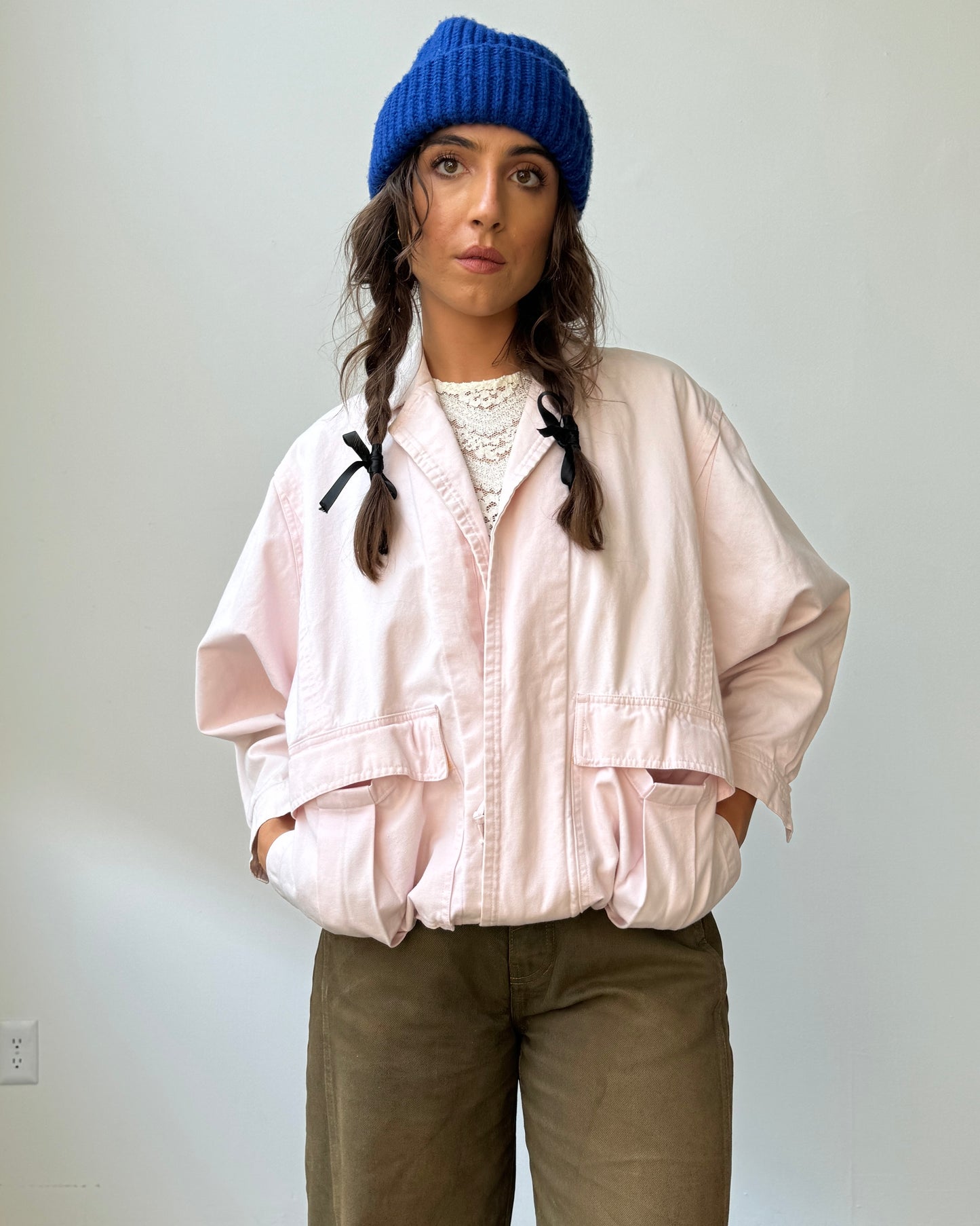 80's Palest Pink 100% Cotton Jacket- S/M/L