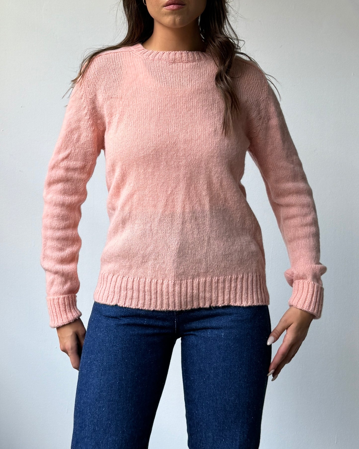 60's Lightweight Peach 100% Scottish Shetland Wool Sweater - M