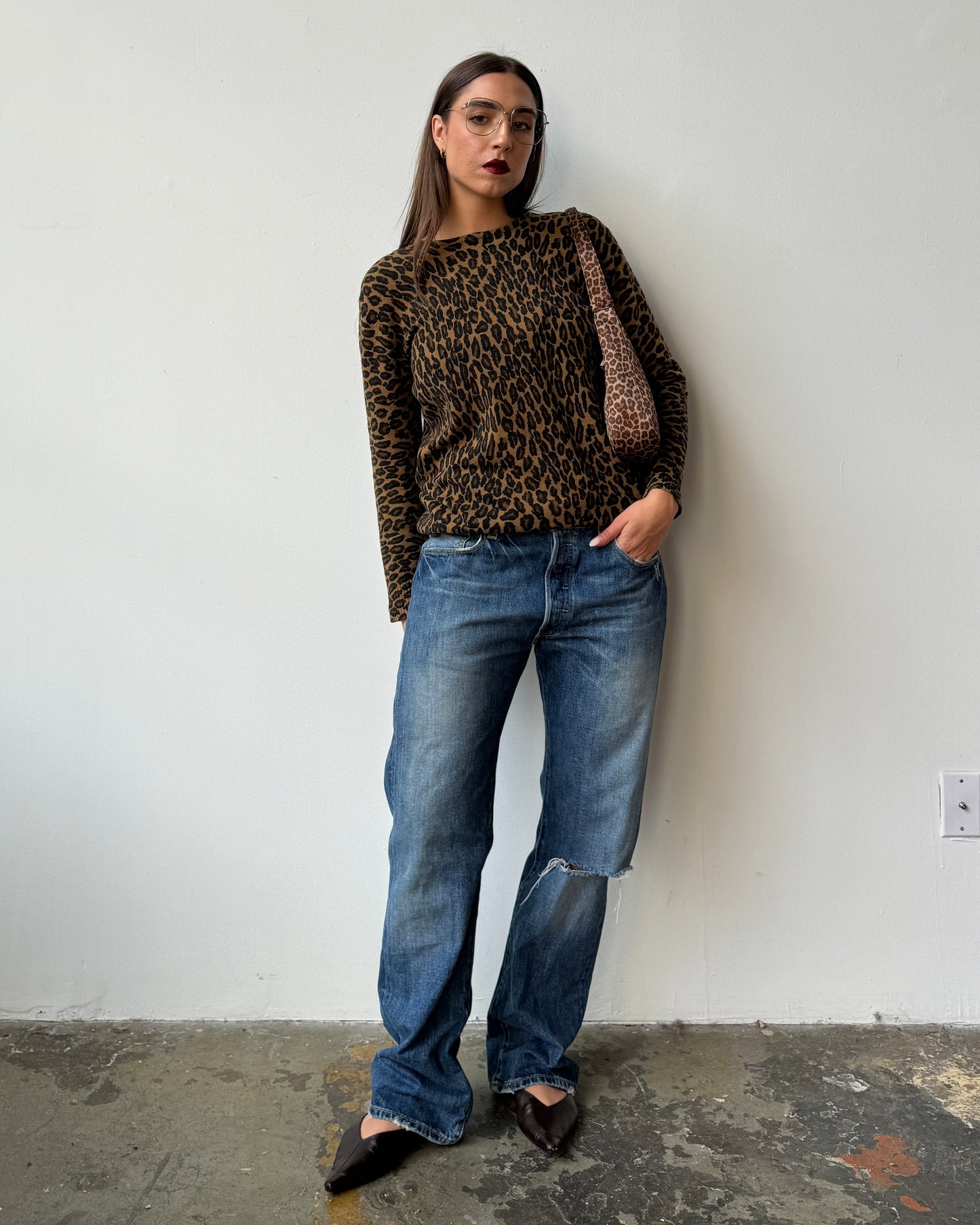 Angora Blend Animal Print Sweater- S