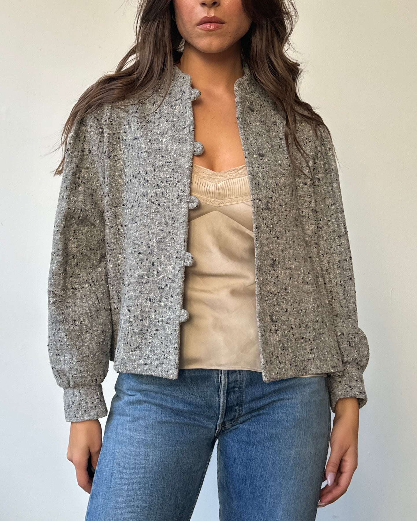 Grey Flecked Blazer Jacket - S/M