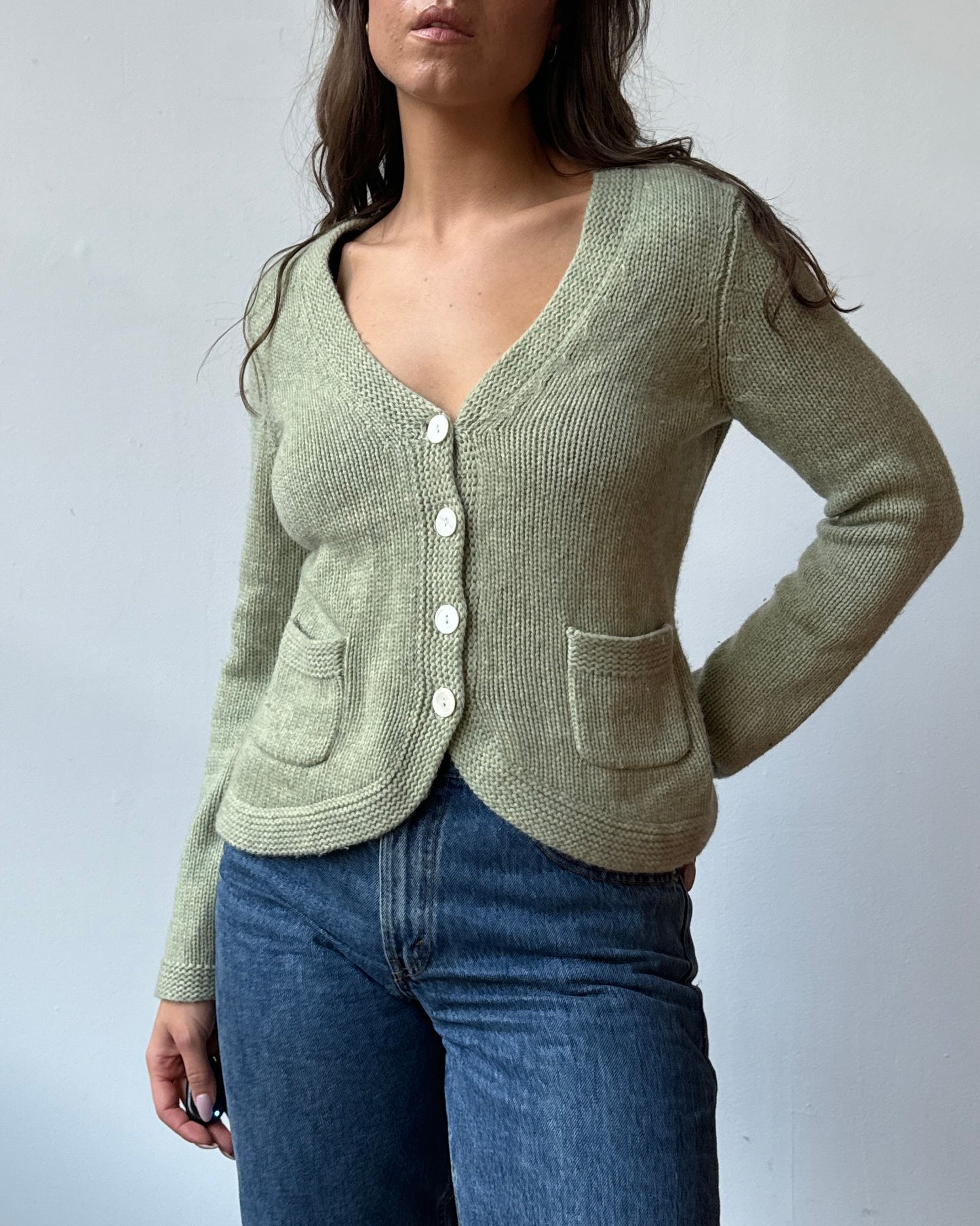 Sage Cashmere Cardigan - XS/S/M