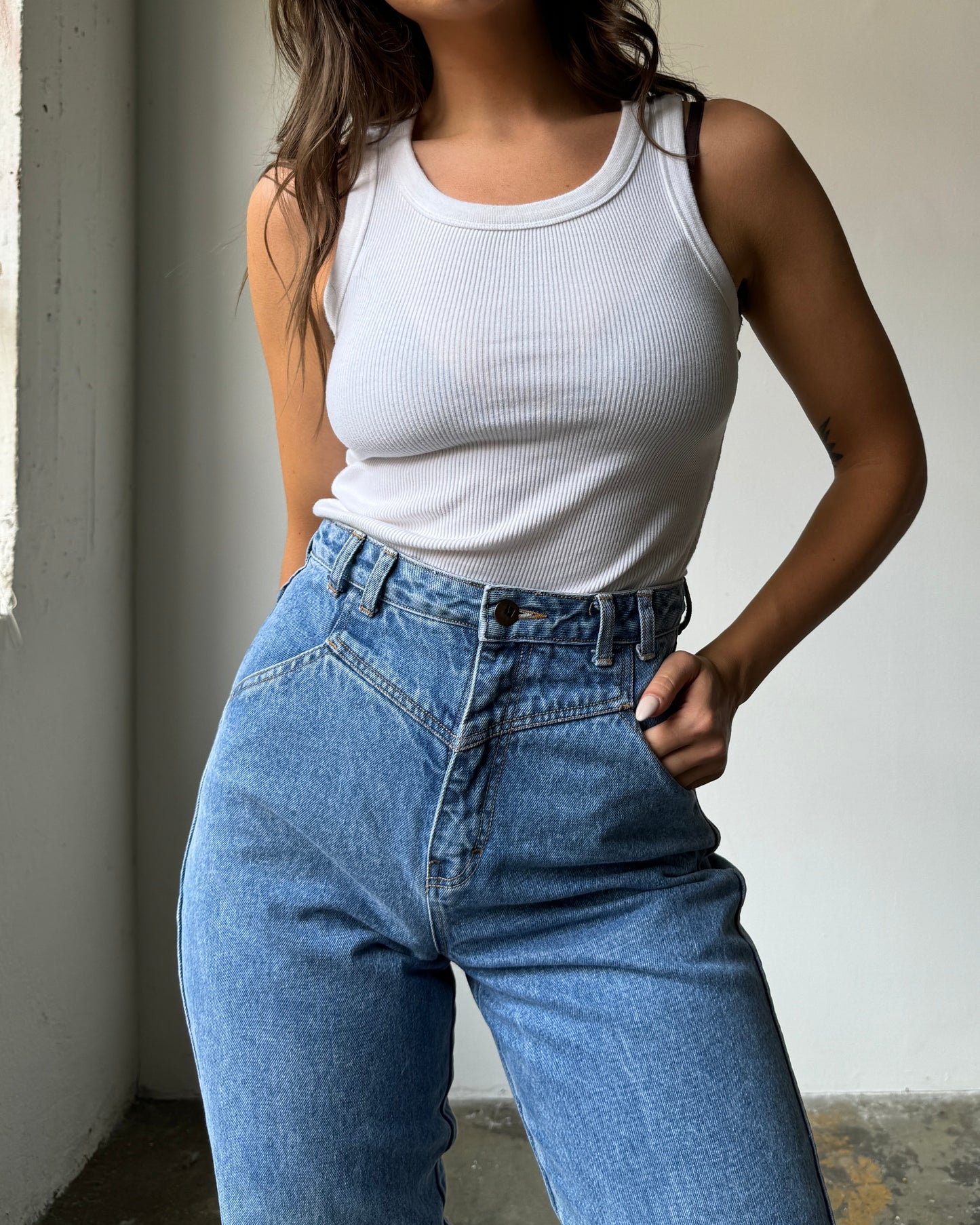 80's Western Yoke High Waisted Denim - 27"