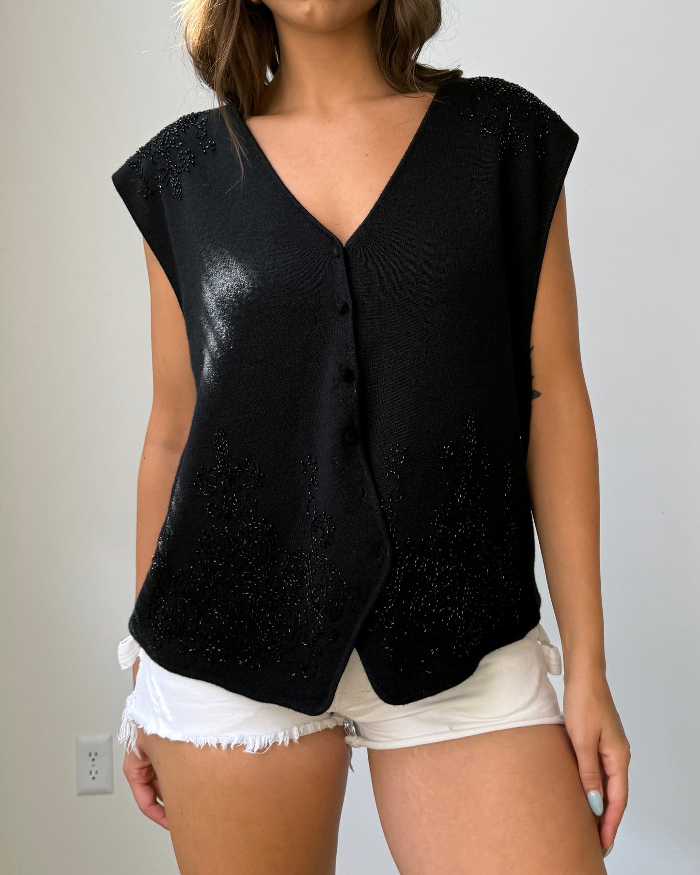 90’s Beaded Knit Vest Top - XL