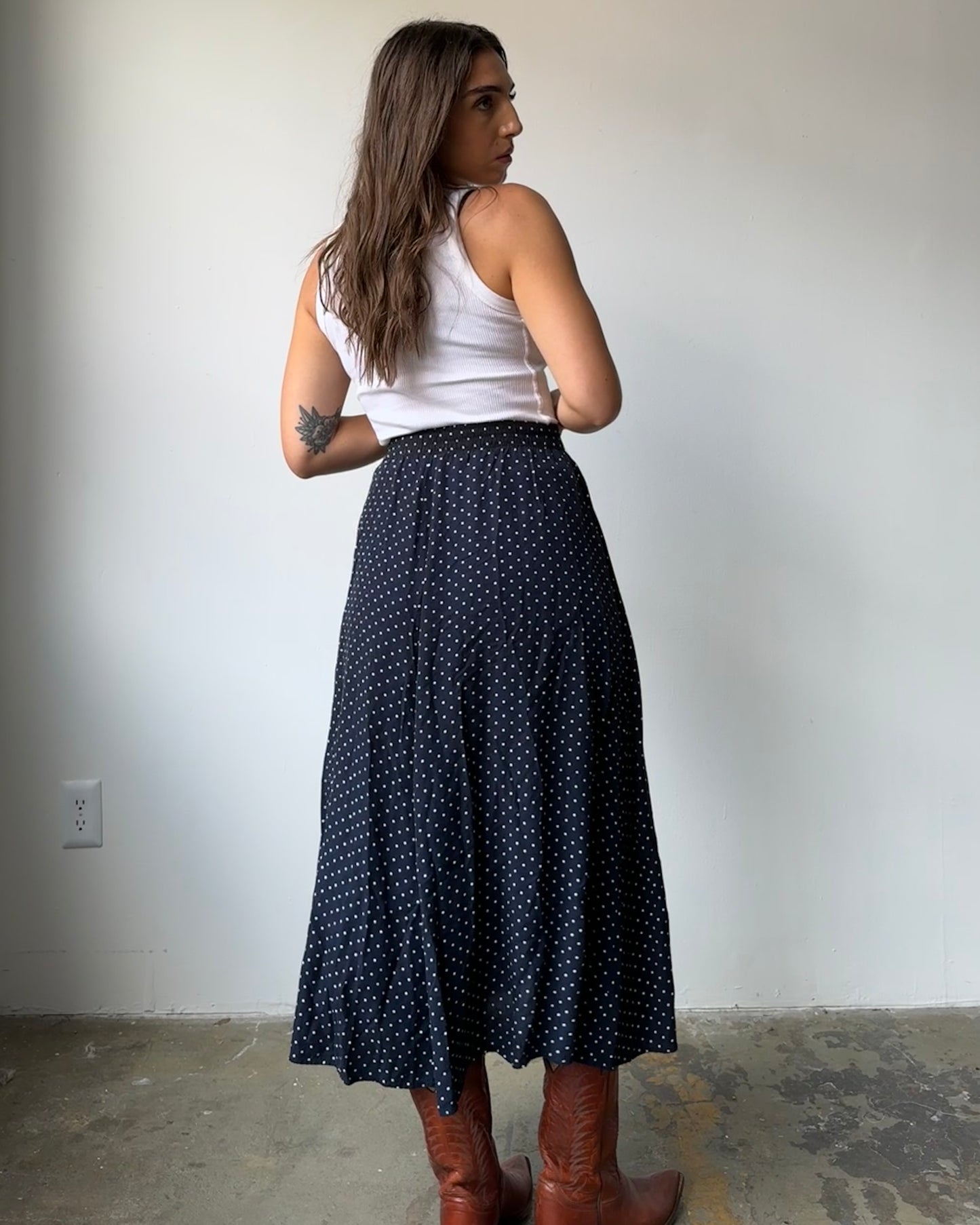 80's Talbots Dotted Maxi Skirt- M