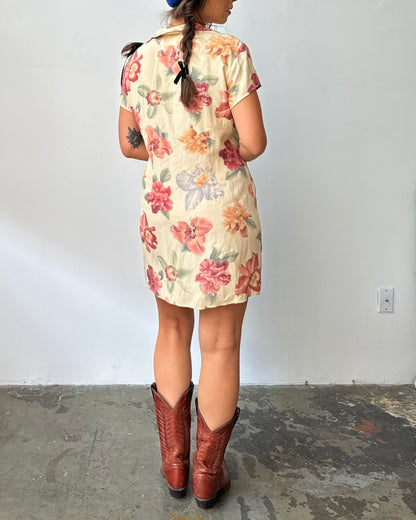 Buttery Floral Button Front Mini Dress- M/L