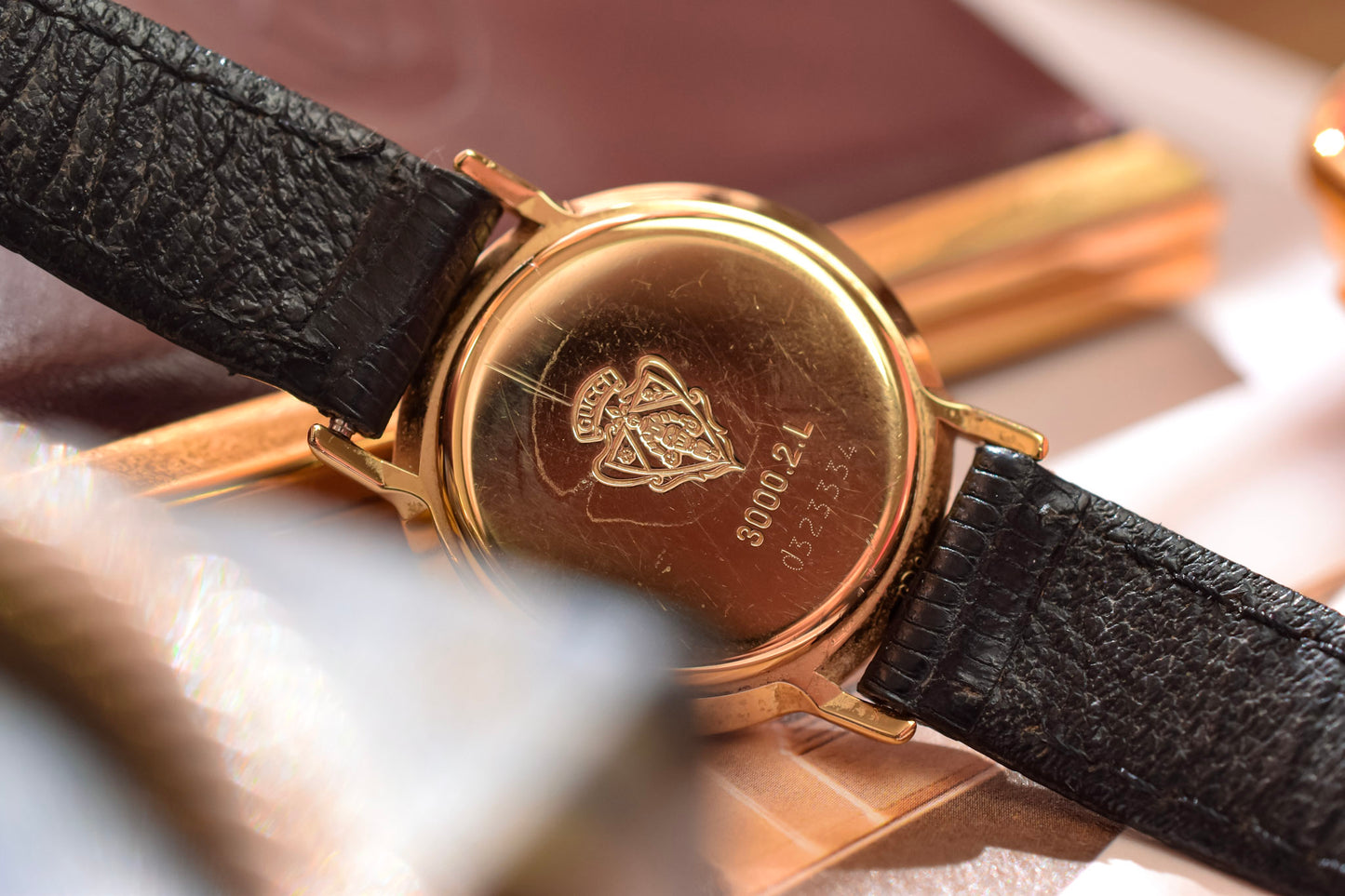 1990s Gucci Gilt Roman Bezel Watch