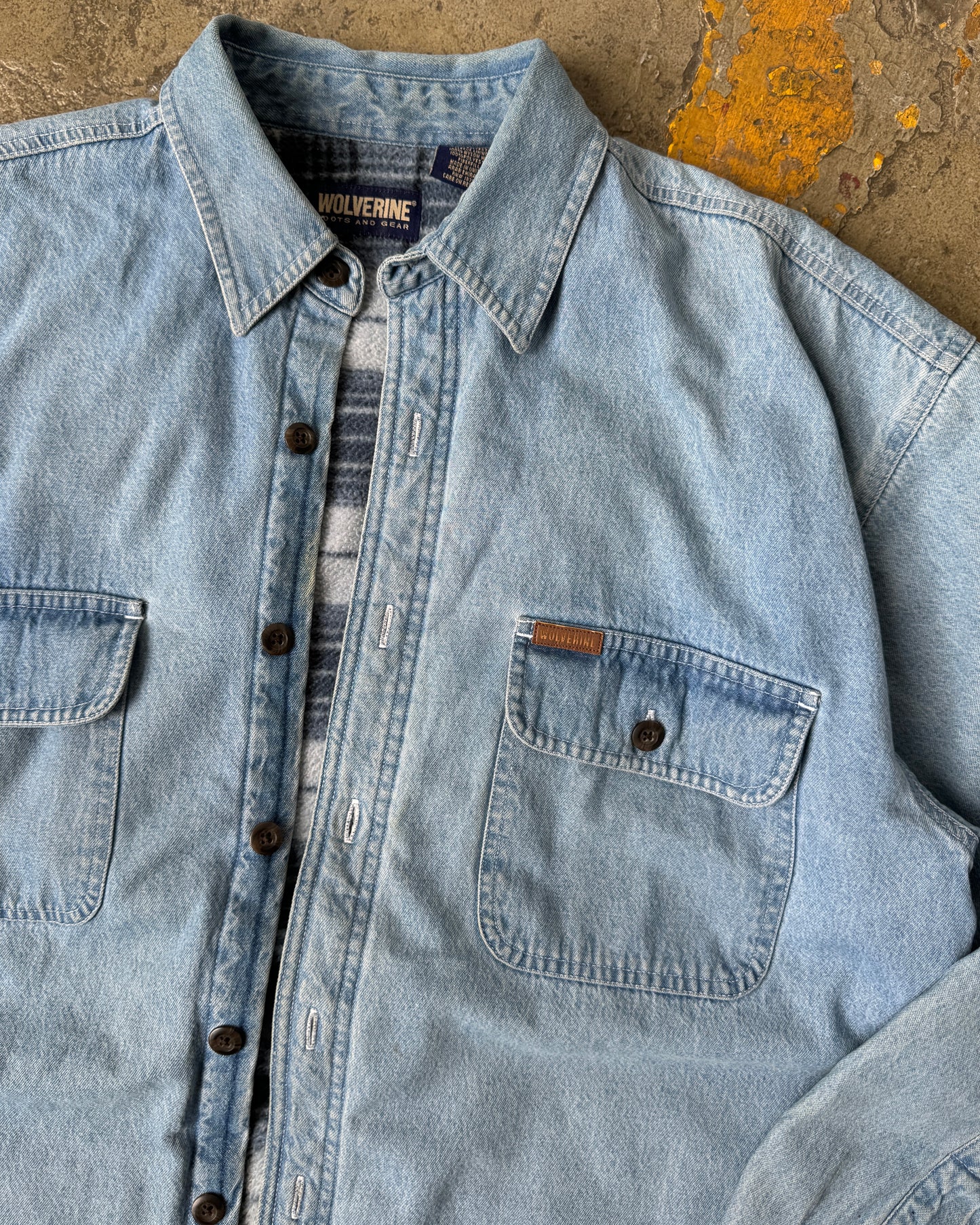 90's Fleece Lined Denim Shacket - L