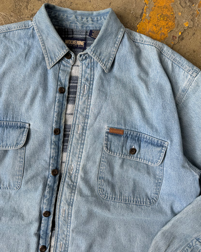 90's Fleece Lined Denim Shacket - L