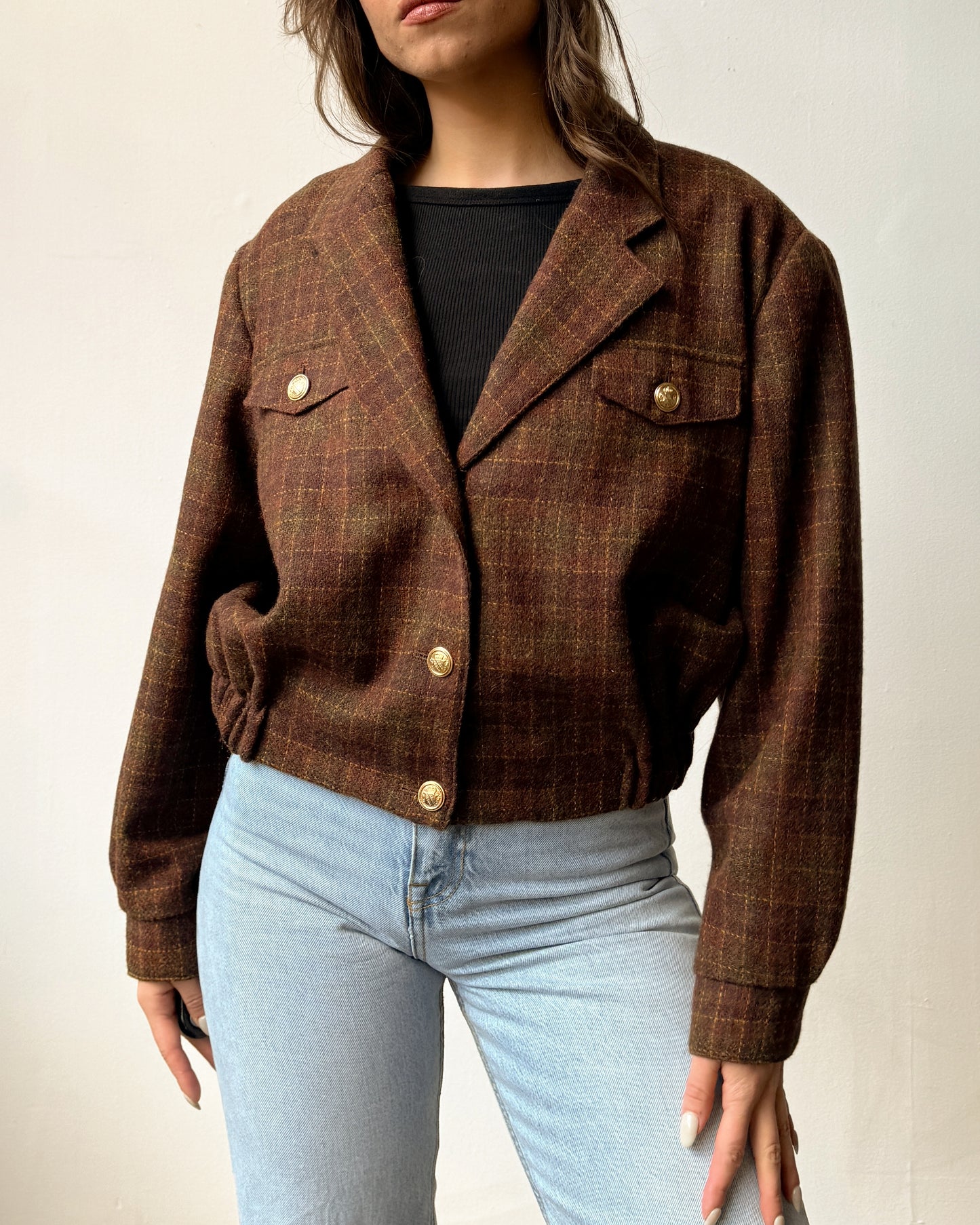 Autumn Colors Plaid Bomber Jacket- L/XL