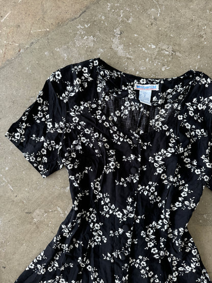 Floral Print Button Front Romper - L/XL