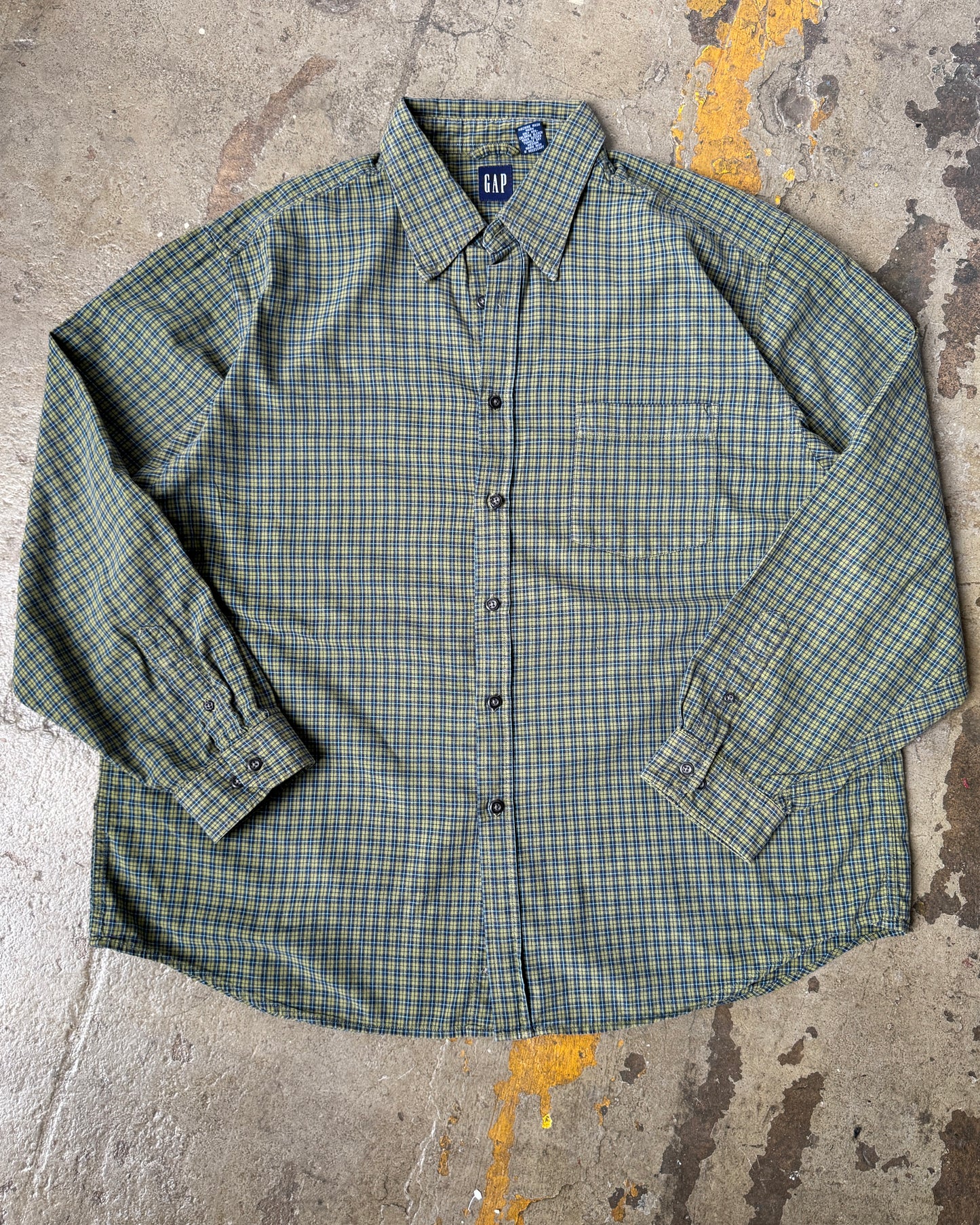 00's GAP 100% Cotton Olive Button Down - XL