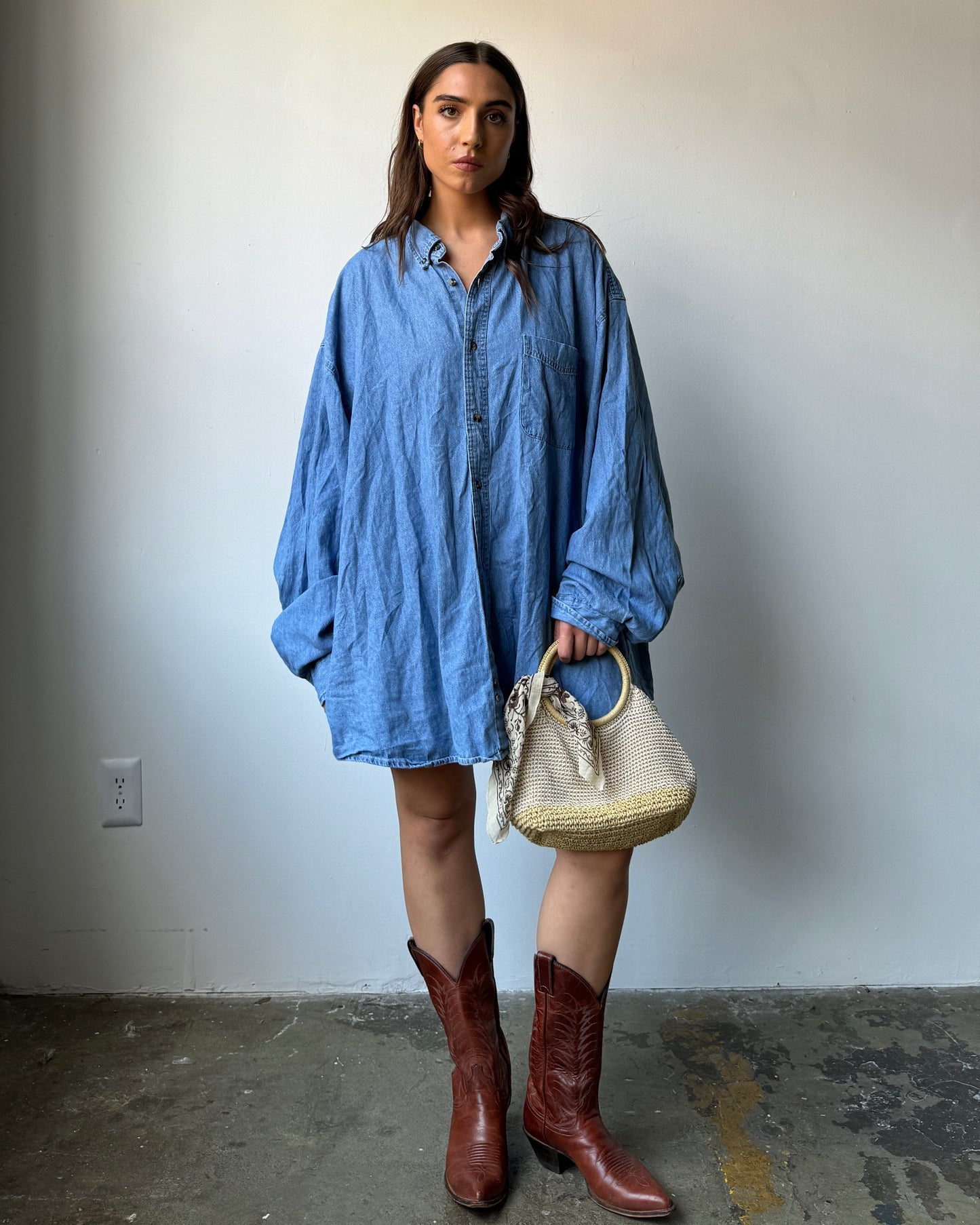 90's Oversized Denim Button Down- 5X