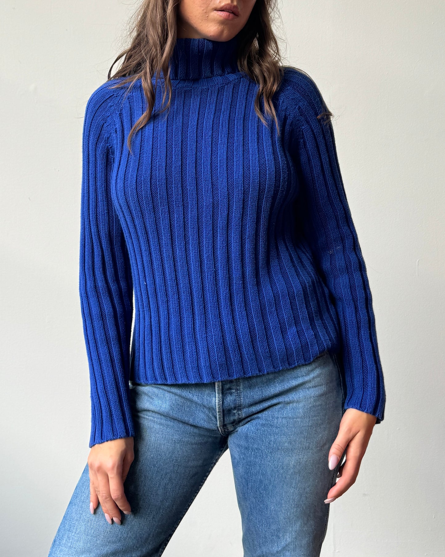 St. John's Bay Cobalt Ribbed Knit Turtleneck-M