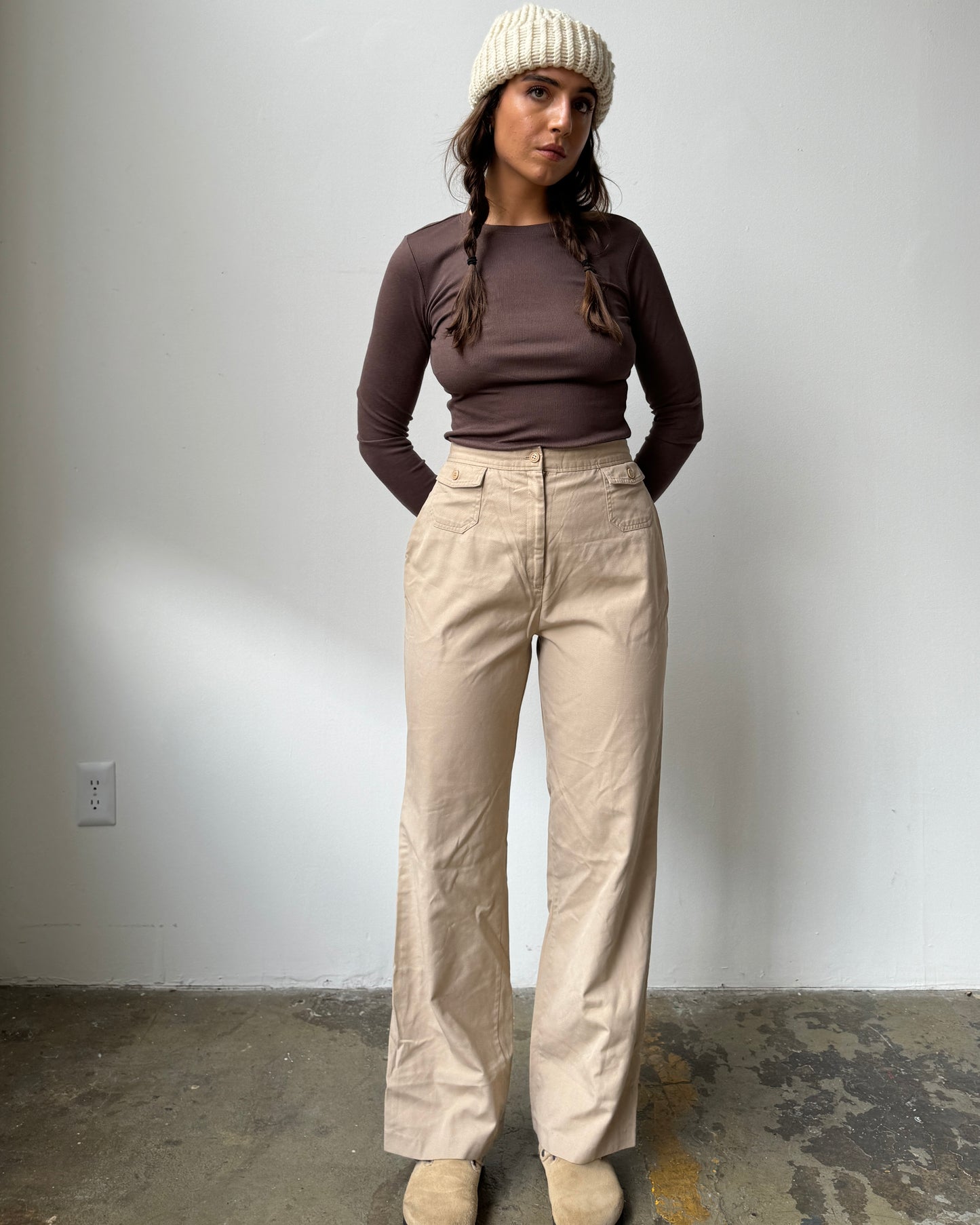 Neutral Highwaisted Wide Leg Pant- 6