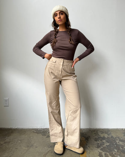 Neutral Highwaisted Wide Leg Pant- 6