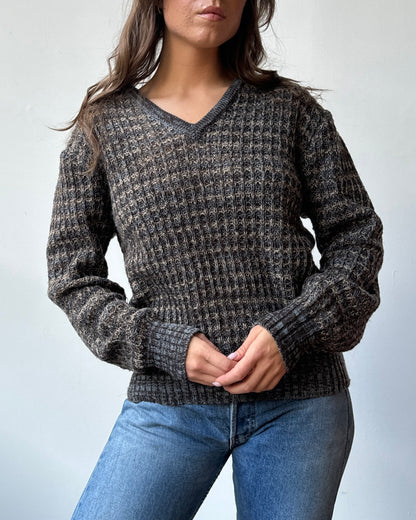 Navy & Chocolate Chunky Sweater- M