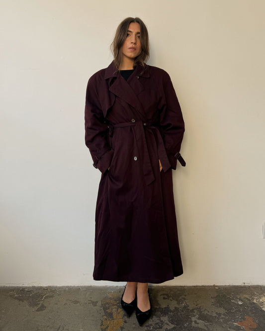 Deepest Wine London Fog Trench Coat- S/M/L/XL