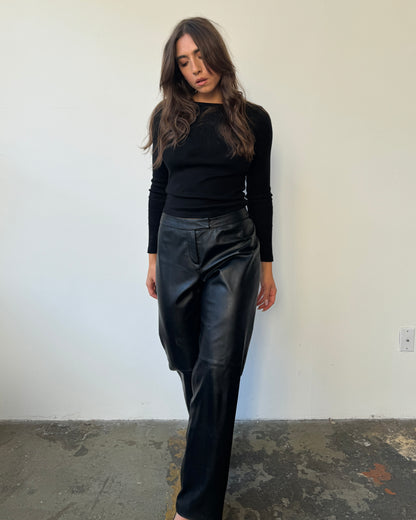 90's Straight Leg Leather Pants- 6/8