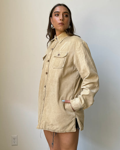 70's ST. John's Bay Neutral Corduroy Quilted Liner Shacket - L/XL