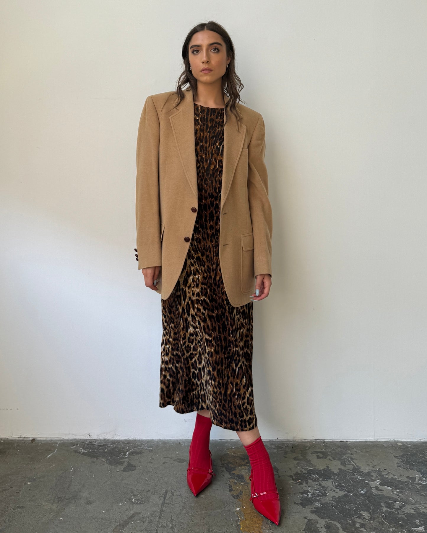 90's Leopard Print Maxi Dress - M