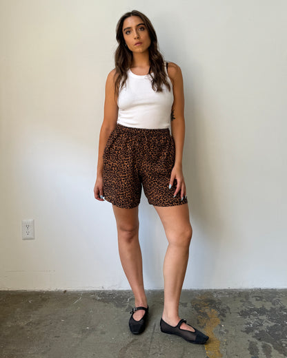 Animal Print Drawstring Waist Short- M