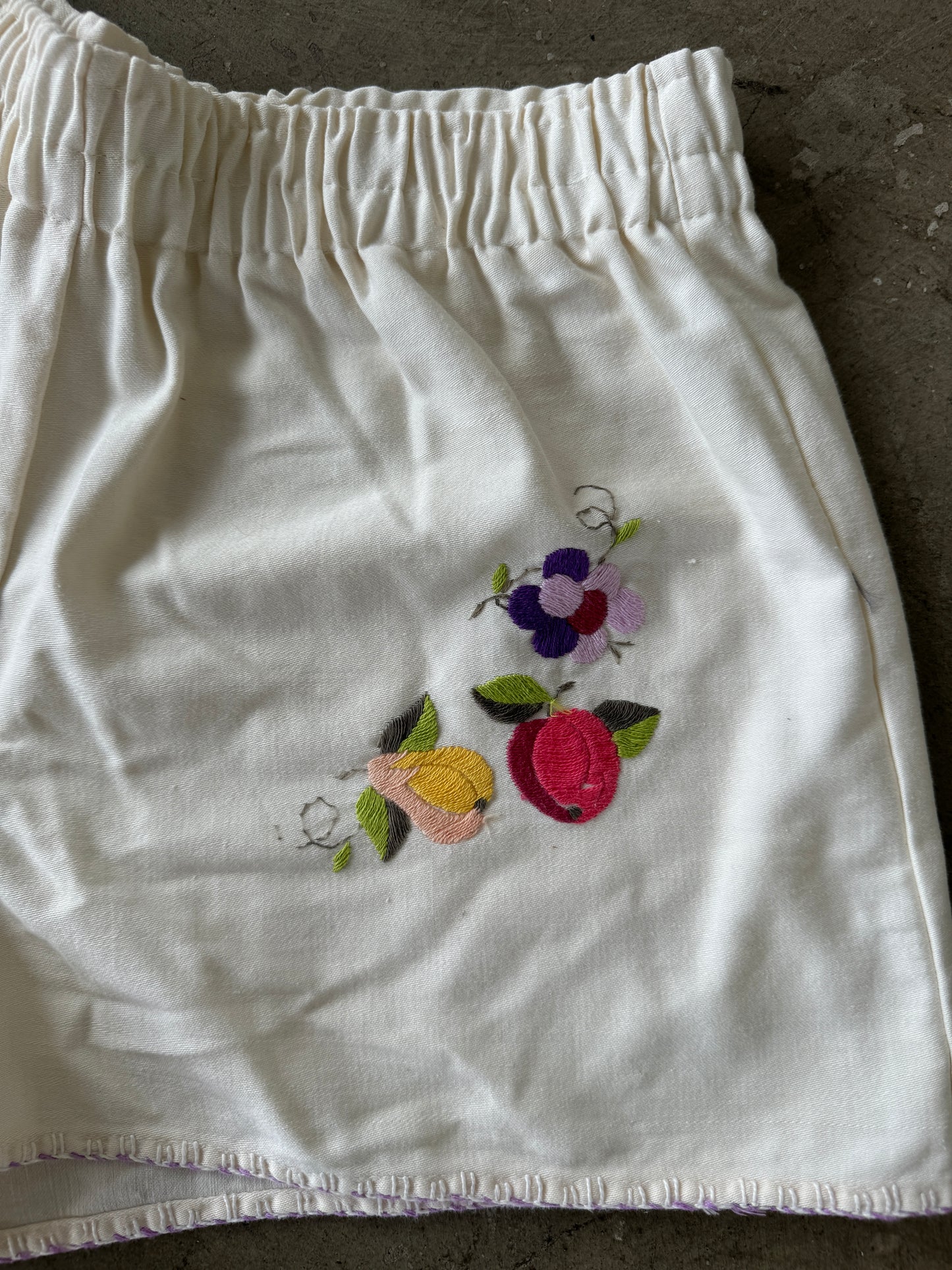 Handmade Fruit Embroidery Boxer Shorts- XS