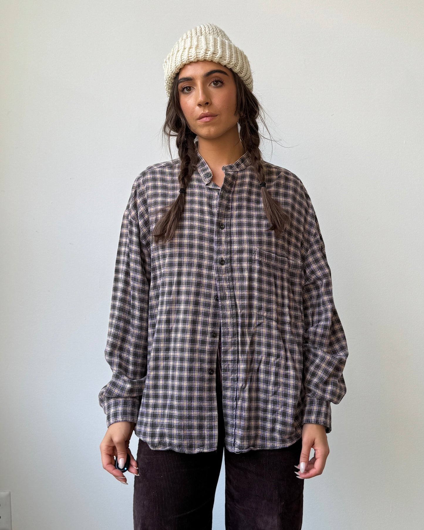 90's Purple & Olive Flannel - S/M/L